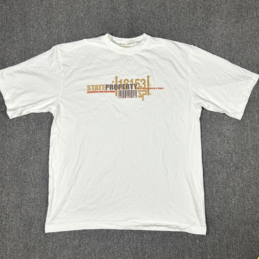 State Property Graphic T-Shirt Mens 2XL White Excellent Vintage Hip Hop Y2K Tee
